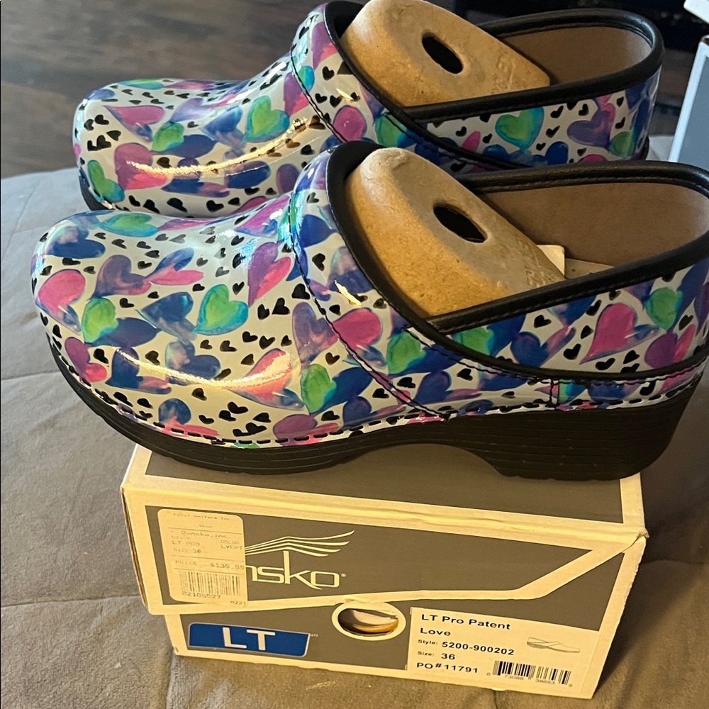 Dansko Women's Multicolor Heart Clogs